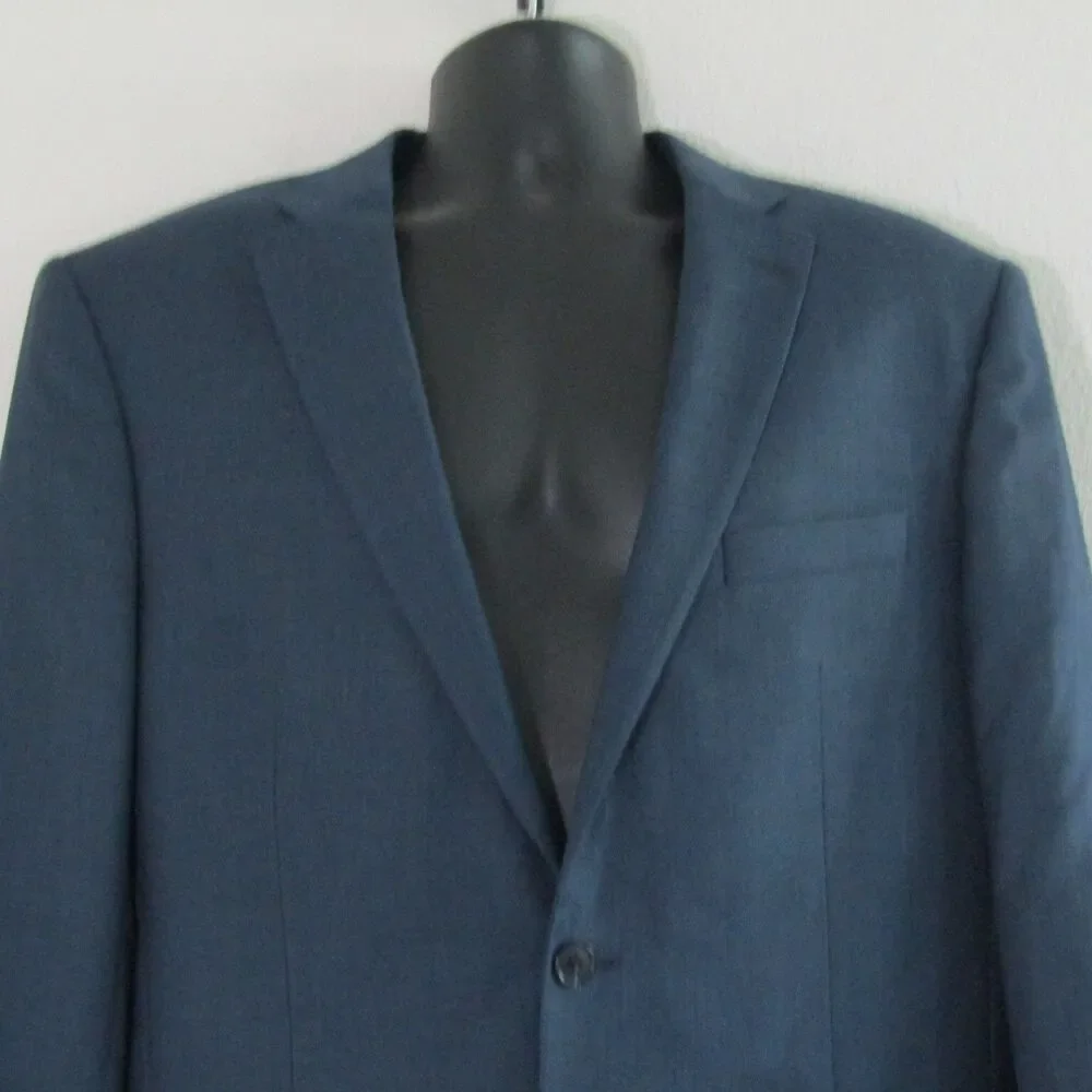 Jos A Bank Traveler Blazer Mens 44L Blue Slim Fit Wool Sports Coat Jacket Preppy